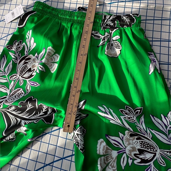 RAFAELLA Green Floral Pallazo Pants CRUISE/RESORT WEAR Drawstring Waist NWT Sz L - Picture 6 of 12